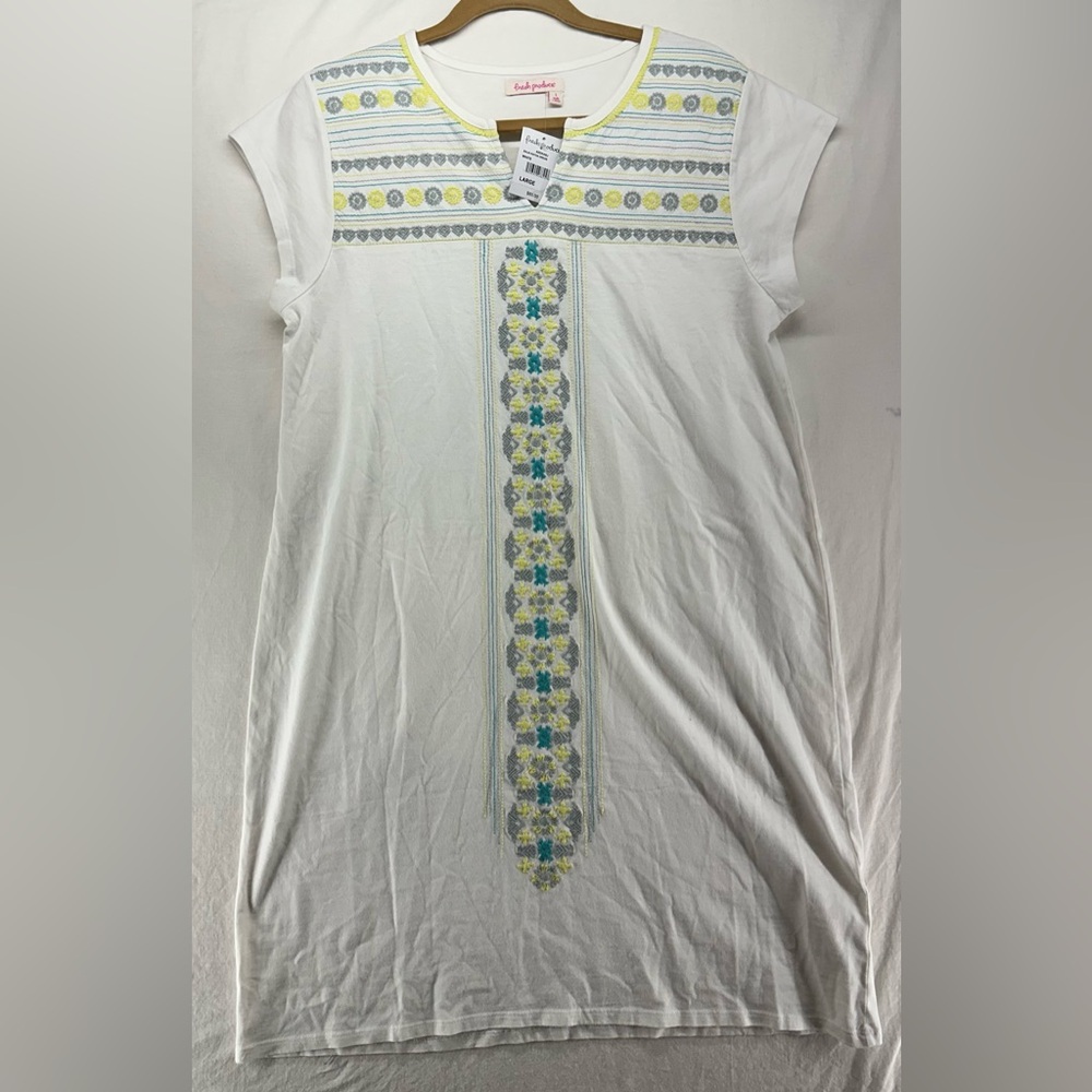 NEW FRESH PRODUCE Shirt‎ Dress White Embroidery BAJA KAYDA Size L